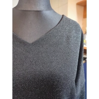 Wieczorowa tunika błyszcząca brokatem czarna - luźny fason